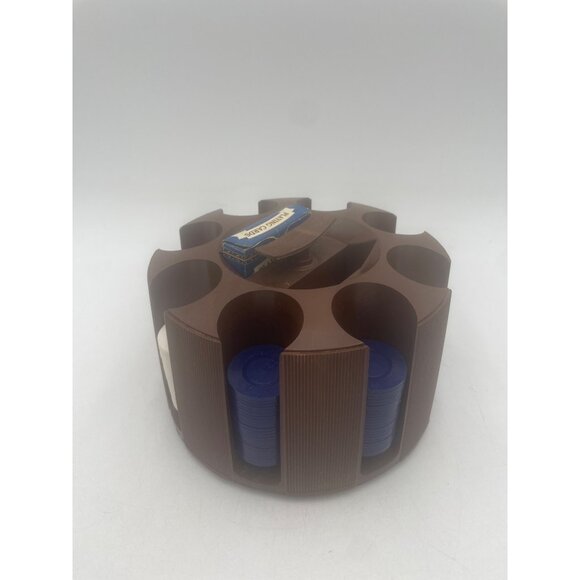 Vintage Plastic Poker Chip Carousel Holder Original Cardinal Playing Cards Set - Picture 10 of 11